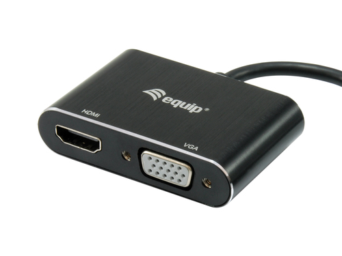 Equip Adapterkabel USB3.0->VGA/HDMI St/Bu 0.15m grijs, afbeelding 2