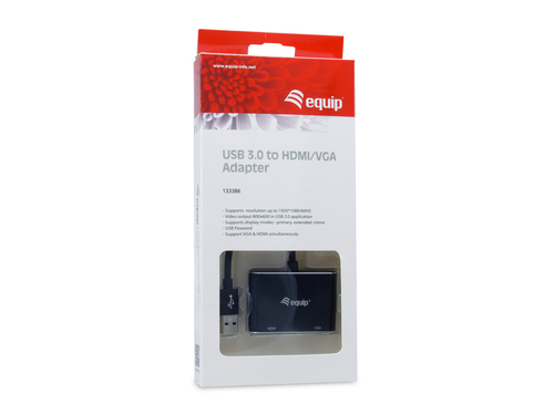 Equip Adapterkabel USB3.0->VGA/HDMI St/Bu 0.15m grijs, afbeelding 5