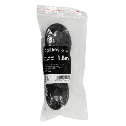 LogiLink Power Cord, CEE 7/7-IEC C19, black, 1,80m, afbeelding 4