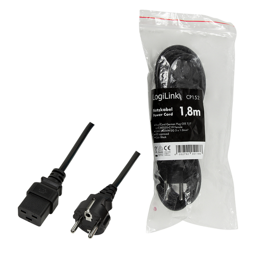 LogiLink Power Cord, CEE 7/7-IEC C19, black, 1,80m, afbeelding 5