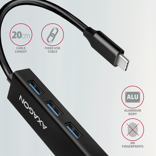 AXAGON SuperSpeed USB-C 5 Gbps Hub mit 3 USB-A und Gigabit LAN – Foto 6 von 8