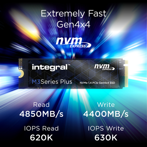 Integral 2TB - 2000GB SSD M.2 2280 NVME 1.4 PCIe Gen4 x4 R-4850MB/s W-4400MB/s IOPS R-620K W-630K TBW 880 M3 PLUS – image 2