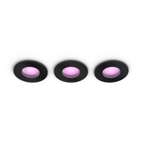 Philips Hue Xamento badkamer inbouwspot White and Color - Zwart - Rond 3-pack
