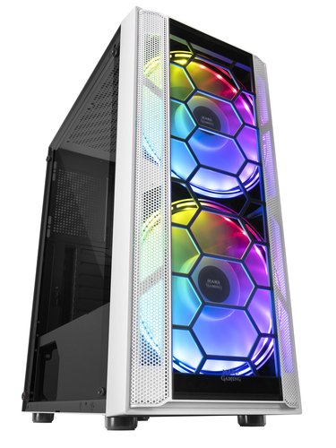 Mars Gaming MC500 ATX PC Case 2 XXL FRGB Fans Window and Grilles White