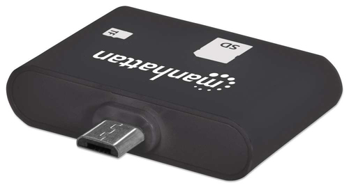 Manhattan Mobile OTG Card Reader/Writer, 24-in-1, OTG enabled Smartphone/Tablets using Micro-USB port, Black, Blister