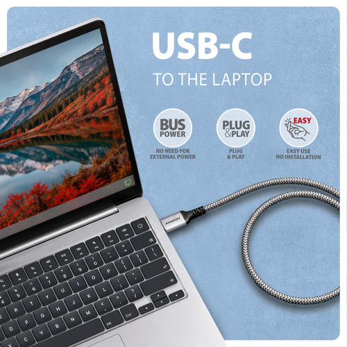 Axagon ADE-CM15 USB-C Gigabit Ethernet adapter with integrated CAT6 RJ-45 network cable (1.5 m) – image 3
