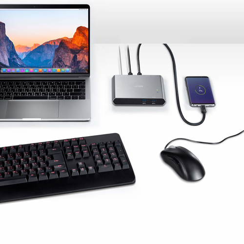 ATEN 2-Port USB-C Gen 1 Dock Switch USB-Hubs - 2 - Schwarz – Foto 8 von 8