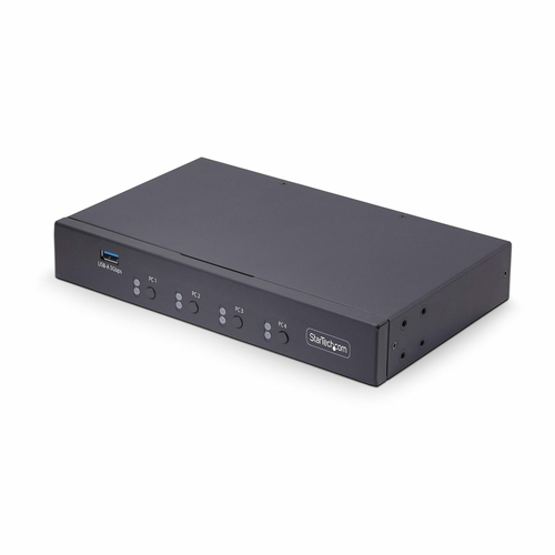 StarTech.com 4-Port KM Switch with Mouse Roaming, USB Switch for Keyboard/Mouse, 3.5mm and USB Audio, Peripheral Sharing for 4 Computers, USB 3.0 Switcher, TAA Compliant - Hotkey/Pushbutton Switching (P4A20132-KM-SWITCH) Sort
