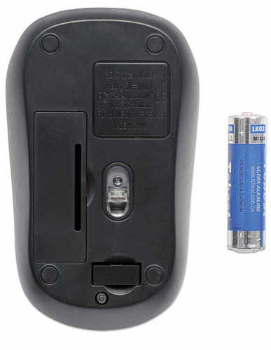 Manhattan Success Wireless Mouse (Promo), Black/Green, 1000dpi, 2.4Ghz (up to 10m), USB, Optical, Three Button with Scroll