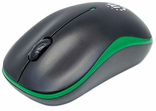 Manhattan Success Wireless Mouse (Promo), Black/Green, 1000dpi, 2.4Ghz (up to 10m), USB, Optical, Three Button with Scroll