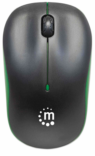 Manhattan Success Wireless Mouse (Promo), Black/Green, 1000dpi, 2.4Ghz (up to 10m), USB, Optical, Three Button with Scroll