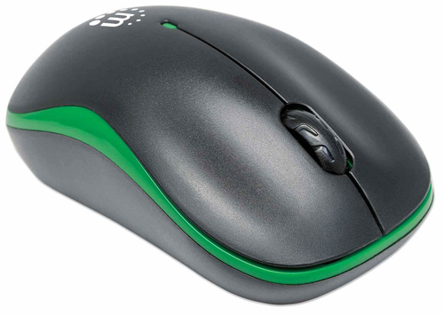 Manhattan Success Wireless Mouse (Promo), Black/Green, 1000dpi, 2.4Ghz (up to 10m), USB, Optical, Three Button with Scroll