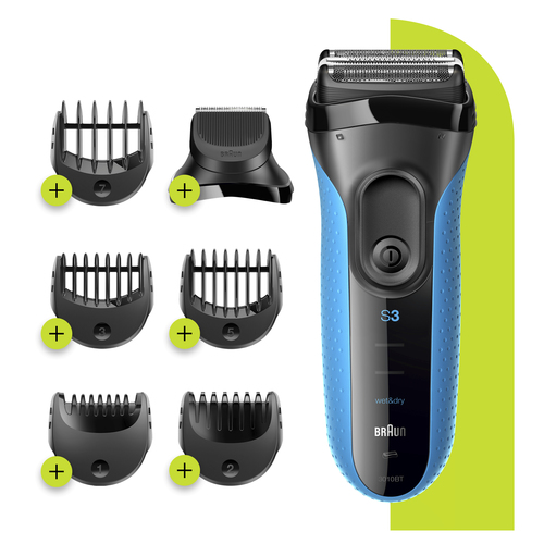 Braun Series 3 Shave&Style 3010BT Electric Shaver, Wet & Dry Razor for Men, Black/Blue