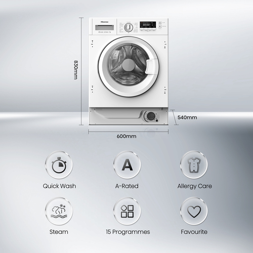 Hisense 3 Series WF3M741BWI Integrated 7 Kg 1400 rpm Washing Machine - White - image 4