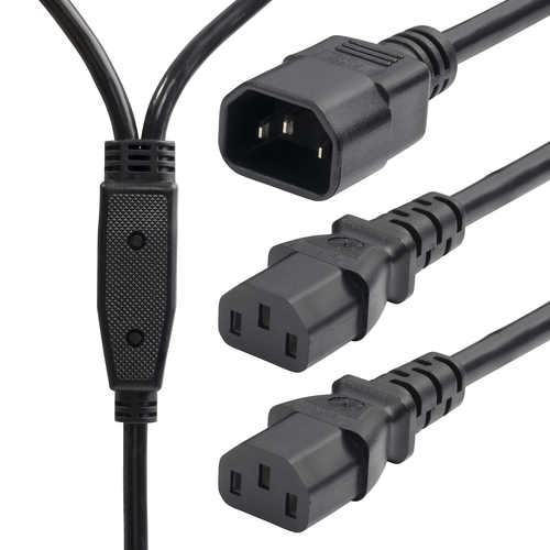 6FT (1.8M) POWER CORD SPLITTER, IEC 60320 C14 TO 2X IEC 60320 C13 10A 250V, 18AW