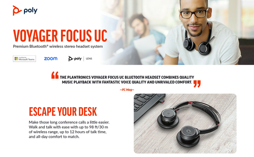 HP Poly Voyager Focus B825 UC +USB-A to Micro USB Cable +BT700 dongle – image 9
