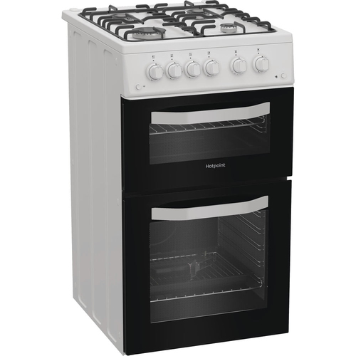 Hotpoint HTG5GCW 50cm wide Single Oven Gas Cooker - White - A+/A Rated, White - image 3