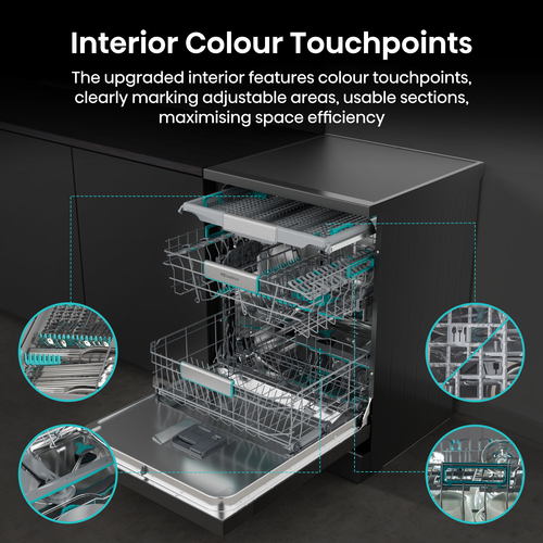 Hisense HS673A90BXUK Wifi Connected Full Size Dishwasher - Black Inox - A Rated, Black Inox - image 8