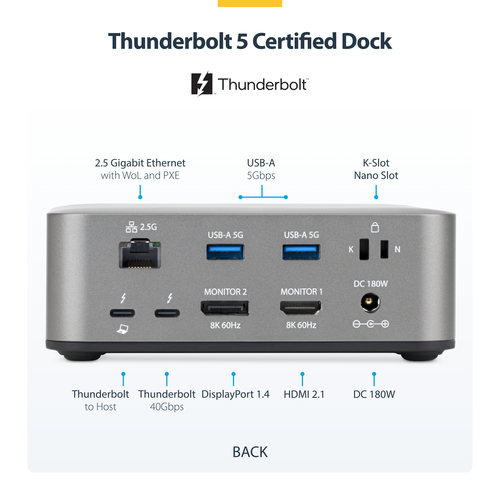StarTech.com Thunderbolt 5 Universal Docking Station, Multi-Display Hub, 8K – image 6