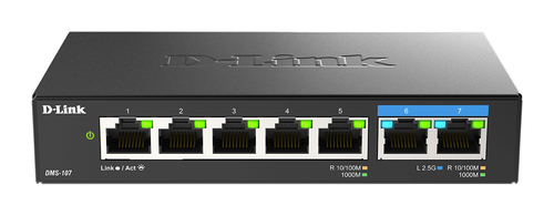 D-Link DMS-107/E сетевой коммутатор Неуправляемый Gigabit Ethernet (10/100/1000) Черный