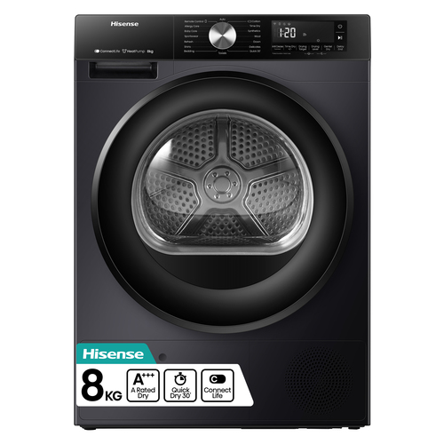 Hisense DH3S802BB3 8kg 3S Series Heat Pump Condenser Tumble Dryer - Black - image 1