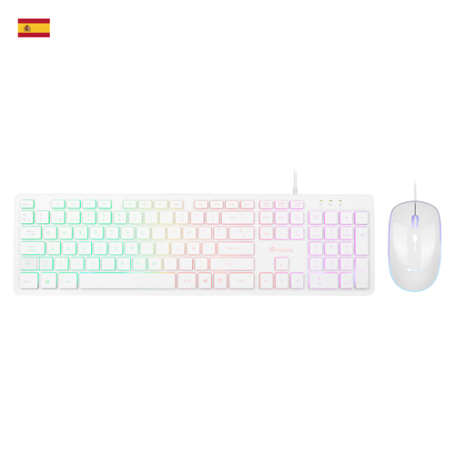 NGS Sprite Kit, QWERTY, ES клавиатура Мышь входит в комплектацию Универсальная USB Испанский Белый