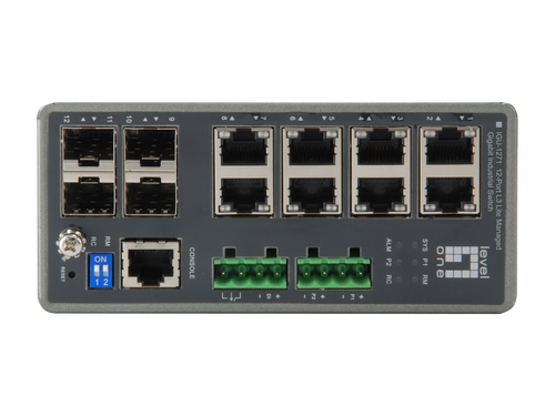 LevelOne TURING 12-Port L3 Lite Managed Gigabit Industrial Switch, 4 x SFP, DIN-Rail, -40°C to 75°C – image 2