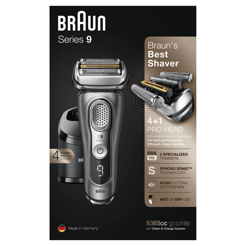 Braun Series 9 9365cc Latest Generation Electric Shaver, Clean&Charge Station, Fabric Case, Graphite – image 4
