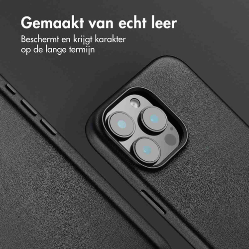 Accezz MagSafe Leather Backcover voor iPhone 16 Pro Max Telefoonhoesje Zwart, afbeelding 2