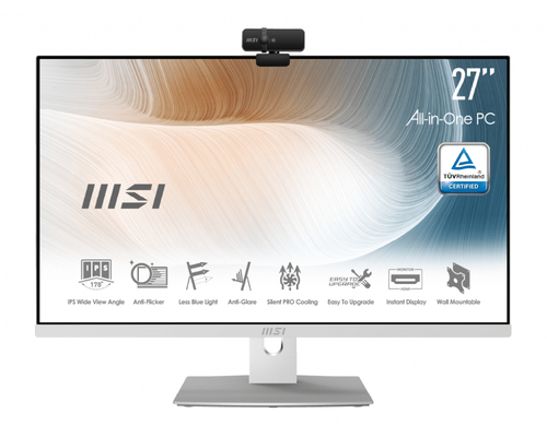 MSI Modern AM271P 11M-410EU Intel® Core™ i5 i5-1135G7 68,6 cm (27") 1920 x 1080 пикселей ПК все в одном 8 GB DDR4-SDRAM 512 GB Твердотельный накопитель (SSD) Windows 11 Home Wi-Fi 6 (802.11ax) Белый