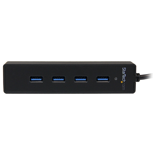 StarTech.com 4-Port USB 3.0 Hub with Built-in Cable - SuperSpeed Laptop USB Hub - Portable USB Splitter - Mini USB Hub (ST4300PBU3) Sort – billede 2