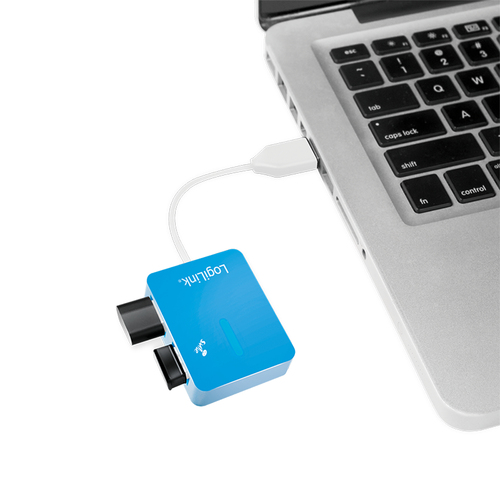 Logilink USB-HUB "Smile" 4-Port zonder Voeding blauw, afbeelding 3