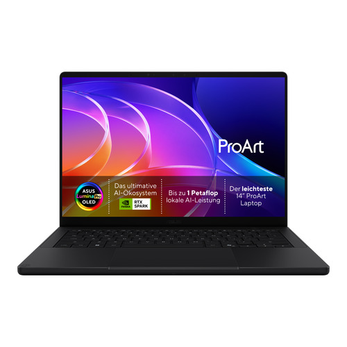 ASUS ProArt H7407BA-SM044W NVIDIA RTX Spark N1X Laptop 35.6 cm (14") Touchscreen 3K 32 GB LPDDR5x-SDRAM 1 TB SSD Wi-Fi 7 (802.11be) Windows 11 Home Black QWERTZ German