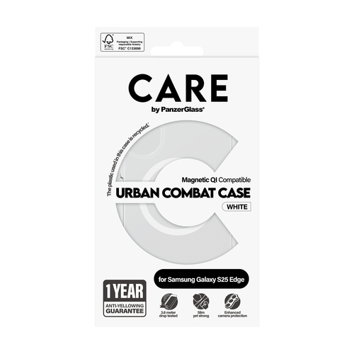 PanzerGlass CARE™ by PanzerGlass® Urban Combat Case Transparent w. White Qi Compatible Samsung S25 Edge – image 3