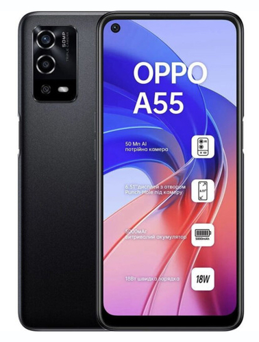 Oppo A55 16.5 cm (6.51") Dual SIM Android 11 Go edition 4G USB Type-C 4 GB 64 GB 5000 mAh Black