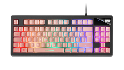Mars Gaming MKAXPFR Compact Keyboard TKL H-Mech RGB Lighting 9 Effects Gel Wrist Rest Pink French Language – image 1