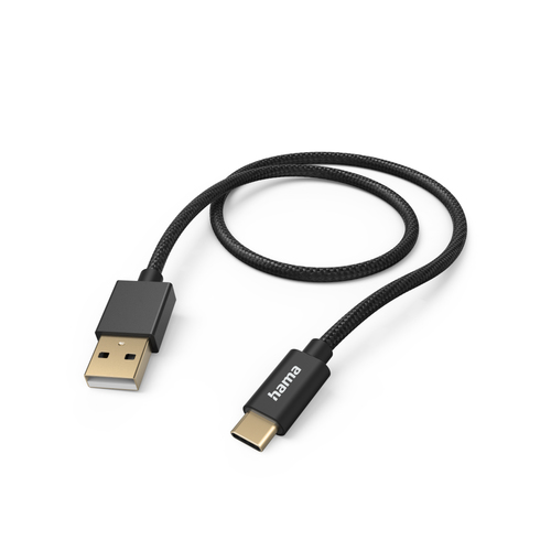 Product image: Hama Fabric USB cable USB 2.0 1.5 m USB A USB C 0.48 Gbit/s Black