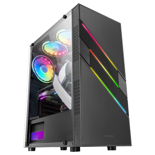 Mars Gaming MC-U3 Black PC Gaming ATX XL Case Front Triple ARGB