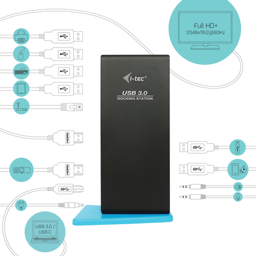 i-tec Usb A/Usb C Dual HDMI Docking Station, afbeelding 3