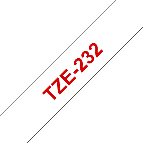 Brother P-Touch TZe Laminated Tape 12mm x 8m Red on White TZE232 - image 1
