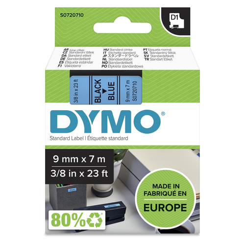 Dymo Black on Blue 1000/5000 D1 Standard Tape 9mmx7m - image 1