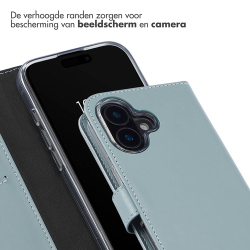 Selencia Echt Lederen Bookcase iPhone 16 - Air Blue, afbeelding 4