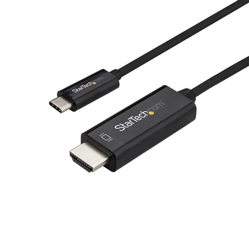 StarTech.com 6ft (2m) USB C to HDMI Cable, 4K 60Hz USB Type C to HDMI 2.0 Video Adapter Cable, Thunderbolt 3 Compatible, Laptop to HDMI Monitor/Display, DP 1.2 Alt Mode HBR2 Cable, Black - 4K USB-C Video Cable (CDP2HD2MBNL) Videoadapterkabel 2m Sort