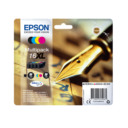 Epson 16XL Multipack Sort Gul Cyan Magenta Blæk C13T16364012 – billede 2