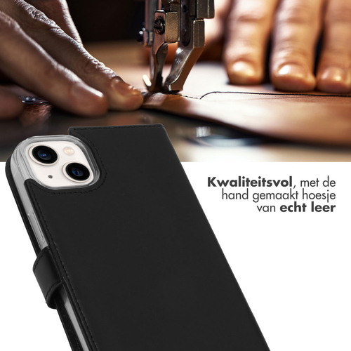 Selencia Echt Lederen Bookcase iPhone 14 Plus - Zwart, afbeelding 2