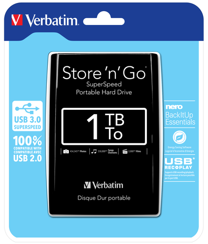 Verbatim Store 'n' Go USB 3.0 Portable Hard Drive 1TB Black - image 1