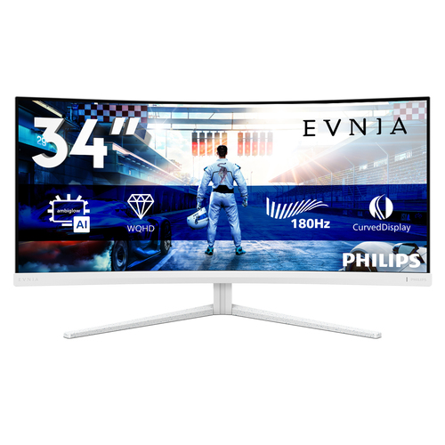 Philips Evnia 34M2C5501/00 Wide Quad HD 34" Curved VA LCD Gaming Monitor - Grey & White, White,Silver/Grey - image 1