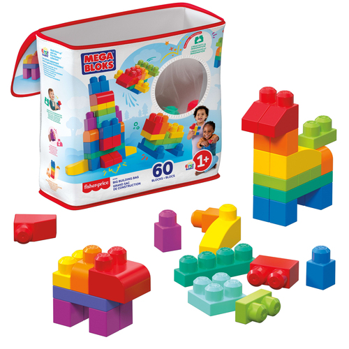 Mattel First Builders - Big Building Bag (Classic), 60 stuks Constructiespeelgoed