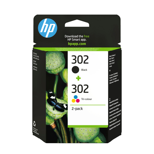 Zestaw 2 oryginalnych wkładów tuszy HP 302 (czarny i trójkolorowy) X4D37AE