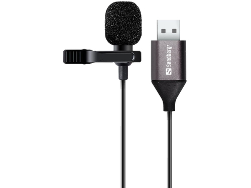 Sandberg Streamer USB Clip Microphone Must Klambriga kinnitatav mikrofon